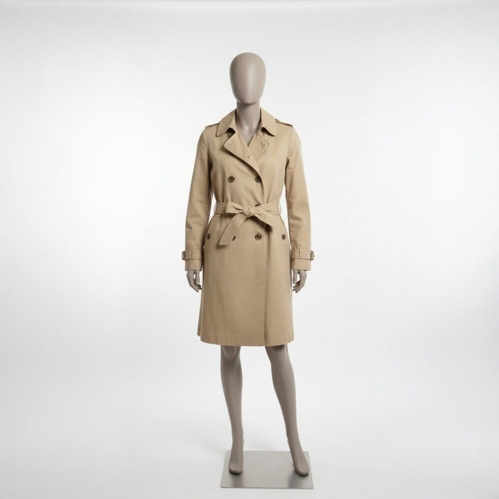 J. Crew Double Breasted Classic Minimalist Knee-Length Beige Trench coat 8